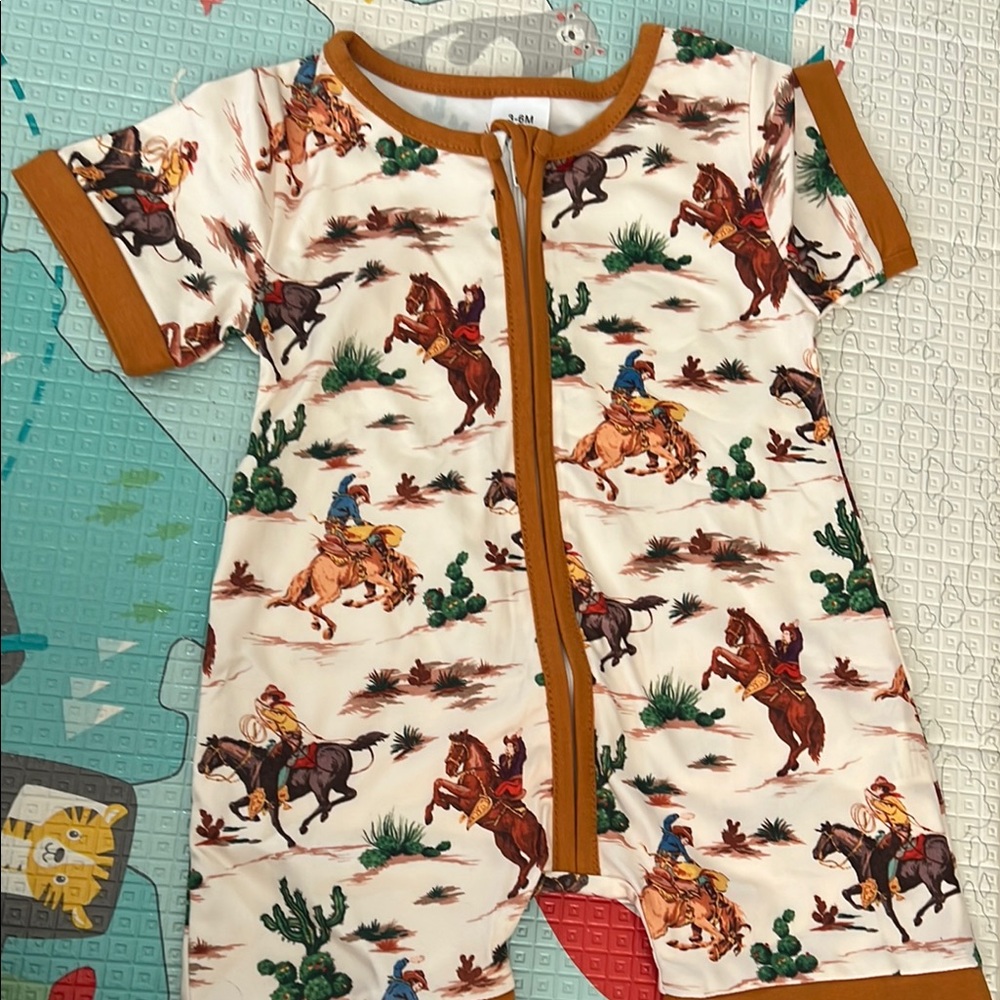 Cowboy Print Baby Romper